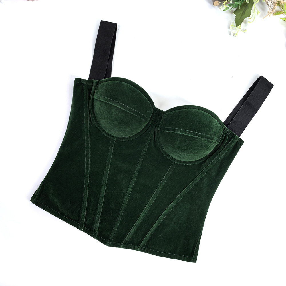 Womens Velvet Bustier Corset Top Body Shaper for Slimming Night Party Wear